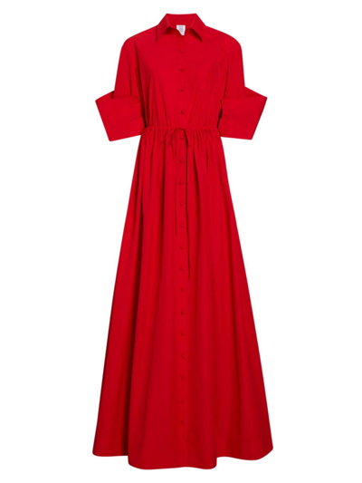 Rosie Assoulin Women's Legends Drawstring Cotton-blend Ball Gown In Red