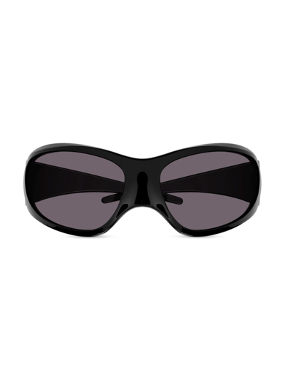 Balenciaga Women's Skin 80mm Oval Shield Sunglasses In Black