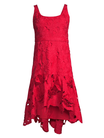 Ungaro Women's Abigail Cut-out Floral Cotton High-low Dress In Venetian Red