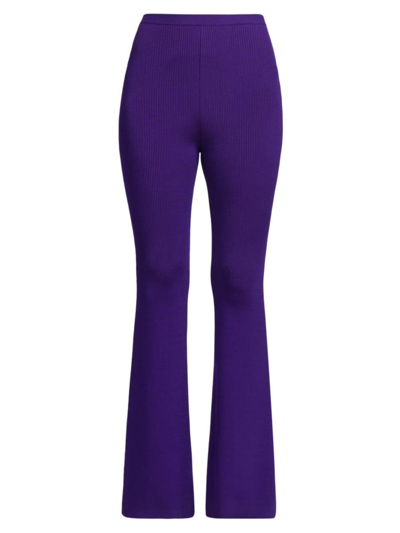 Stella Mccartney Women's Rib-knit Flare Trousers In Deep Purple