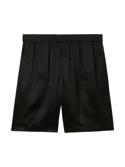 Burberry Ekd Monogram-jacquard Silk Shorts In Black