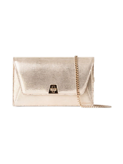 Akris Anouk Metallic Lizard-embossed Crossbody Bag In Beige