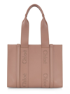 Chloé Woody Medium Leather Tote Bag In Pink