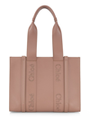 Chloé Woody Medium Leather Tote Bag In Woodrose