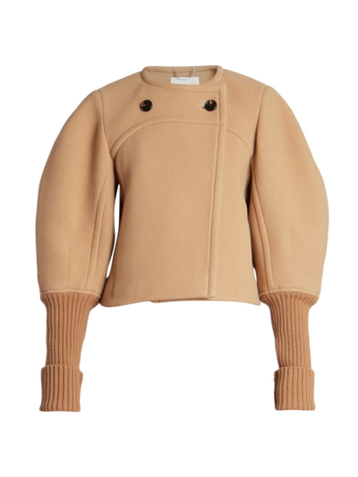 CHLOÉ WOMEN'S ROUNDED-SLEEVE WOOL-BLEND JACKET