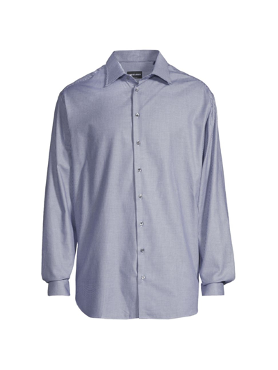 Giorgio Armani Men's Small Check Dress Shirt In Purple