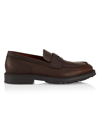 Loro Piana Men's Travis Leather Penny Loafers In Brown