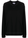 Ganni Long Sleeve Black Isoli Drop Shoulder Sweatshirt In Black
