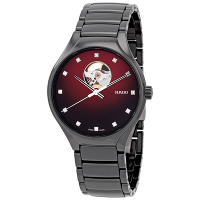 Rado True Secret Automatic Diamond Red Dial Unisex Watch R27107742 In Red   / Black