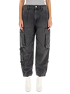 Isabel Marant Elore Denim Cargo Pants In Nero