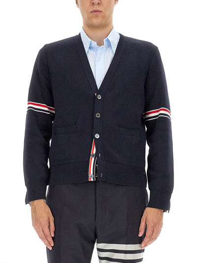 Thom Browne V-neck Cardigan In Blue
