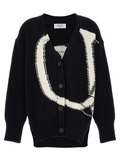 Off-white Cardigan Ow Maxi Logo In Multicolour