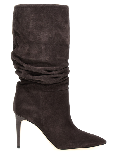 Paris Texas Slouchy Suede Boots In Gray