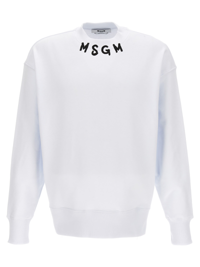 Msgm Logo-print Cotton Sweatshirt In White