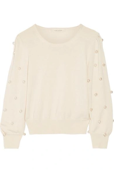 Marc Jacobs Faux Pearl-embellished Wool And Cashmere-blend Sweater In Avorio