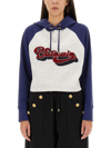 Balmain Logo-print Raglan-sleeve Hoddie In Multicolor