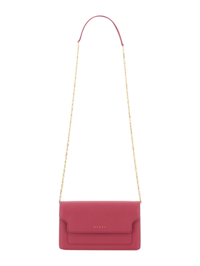 Marni Wallet With Shoulder Strap In Fuchsia