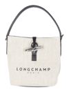 Longchamp Small Roseau Canvas Bucket Bag In Cipria