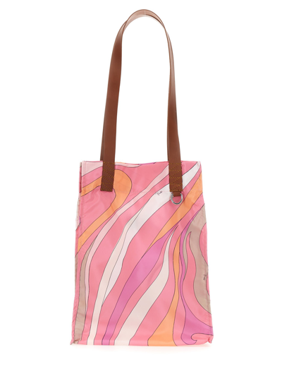 Emilio Pucci Nylon Medium Tote Bag In Multicolor
