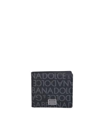 Dolce & Gabbana Logo Jacquard Bi-fold Wallet In Nero