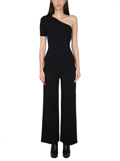 Stella Mccartney Compact Knit One-shoulder Jumpsuit In Black