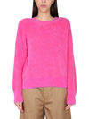 Stella Mccartney Long-sleeved Textured Jumper In Fucsia