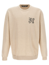 Palm Angels Monogram Crewneck Sweatshirt In Beige