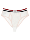 Thom Browne Color-block Briefs With Elastic Waistband And Sheer Panels In White