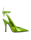 Attico Venus Holographic-effect Pointed Toe Pumps In Lime