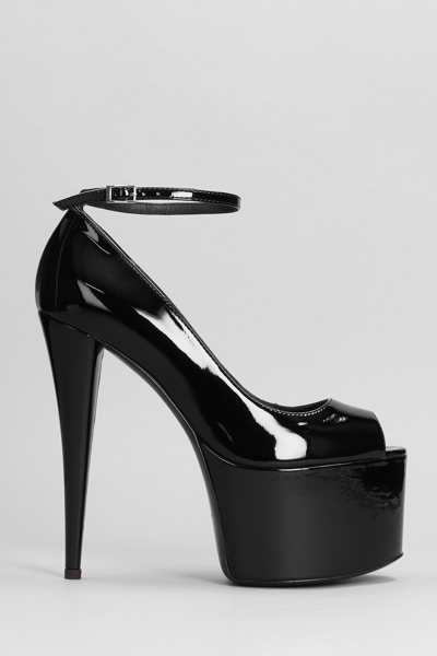 Giuseppe Zanotti Sandals In Black Patent Leather