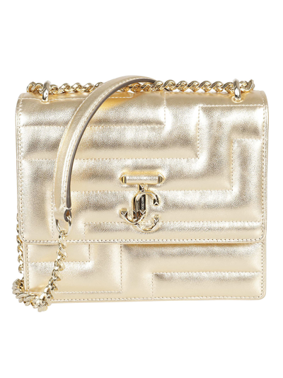 Jimmy Choo Chain Quilted Shoulder Bag In Gold