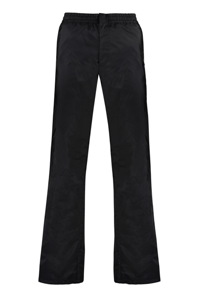 Prada Versatile Straight Leg Trousers With Elastic Waist In Black