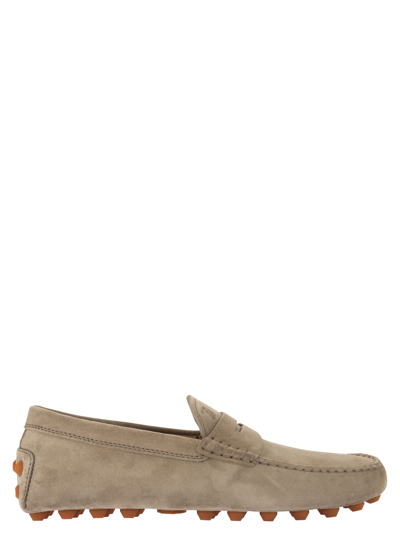 Tod's Brown Rubber Moccasin In Neutrals