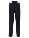Palm Angels Contrasting-waistband Tapered Trousers In Black