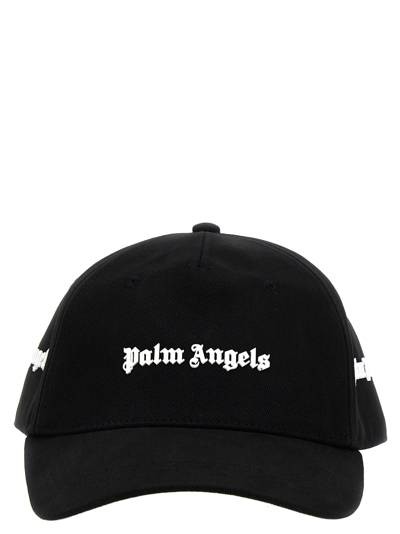 Palm Angels Logo Cap In Black-white