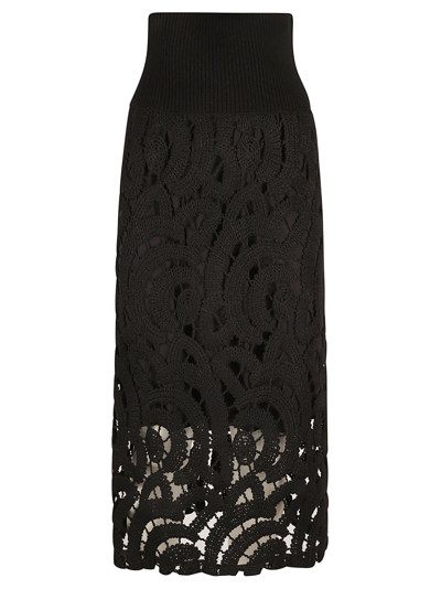 Fabiana Filippi High Ribbed Waist Knitted Skirt In Nero