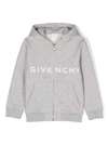 GIVENCHY GREY HOODIE AND CONTRASTING MAXI LOGO PRINT IN COTTON BOY
