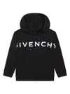 GIVENCHY BLACK HOODIE AND CONTRASTING MAXI LOGO AT THE FRONT BOY