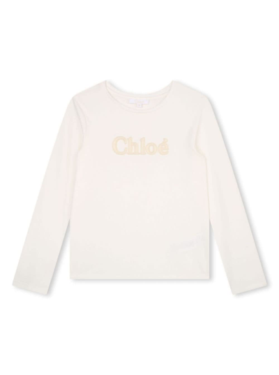 Chloé Kids' Ls T-shirt In White