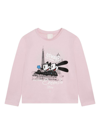 GIVENCHY PINK T-SHIRT WITH CONTRASTING CARTOON PRINT IN ORGANIC COTTON GIRL
