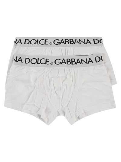 Dolce & Gabbana Bi-pack Underwear Boxer Shorts In Optic White