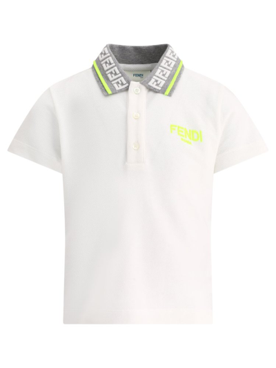 Fendi Kids Logo Embroidered Polo Shirt In White