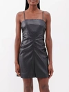 PROENZA SCHOULER WHITE LABEL RUCHED FAUX-LEATHER MINI DRESS