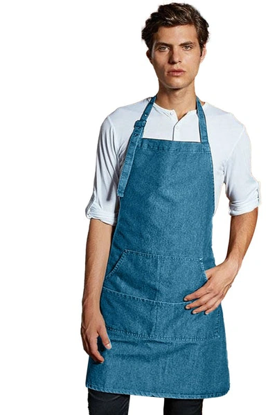Premier Ladies/womens Colours Bip Apron With Pocket / Workwear In Blue