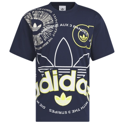 Adidas Originals Mens Adidas Blocked Trefoil T-shirt In Navy/yellow/white
