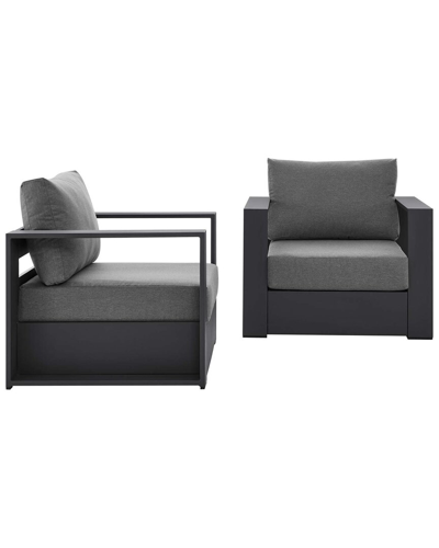 Modway Tahoe Outdoor Patio Powder-coated Aluminum 2pc Armchair Set In Grey