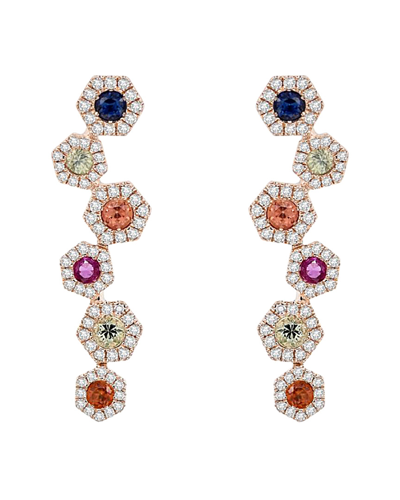 Diana M. Fine Jewelry 14k 1.13 Ct. Tw. Diamond & Sapphire Earrings