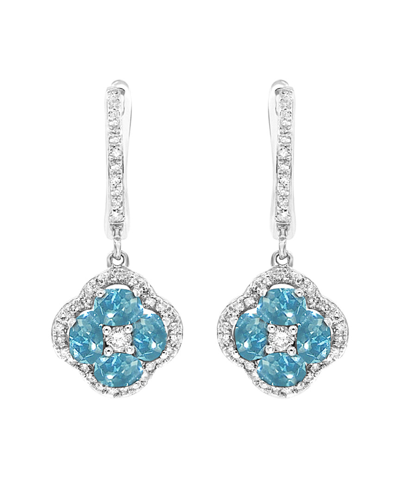 Diana M. Fine Jewelry 14k 2.21 Ct. Tw. Diamond & Blue Topaz Earrings