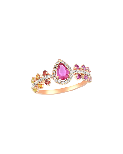 Diana M. Fine Jewelry 14k Rose Gold 0.92 Ct. Tw. Diamond & Sapphire Ring