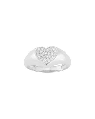 Sphera Milano Silver Cz Heart Signet Ring